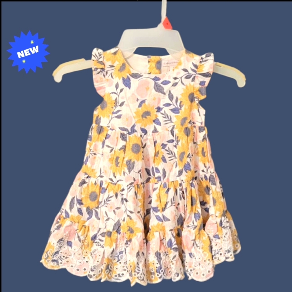 Catherine Malandrino Cream Floral Yellow Girl Dress Sleeveless 18M  Eyelet NWT